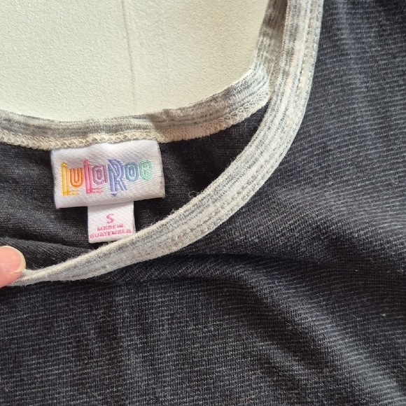 LuLaRoe Charcoal and Cream Dress - Picture 2 of 4